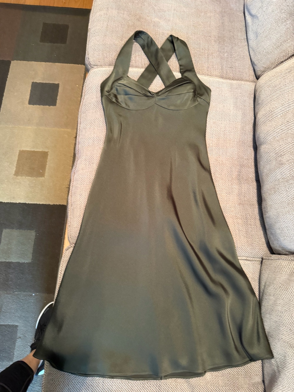 Calvin Klein Hunter Green Satin Dress
